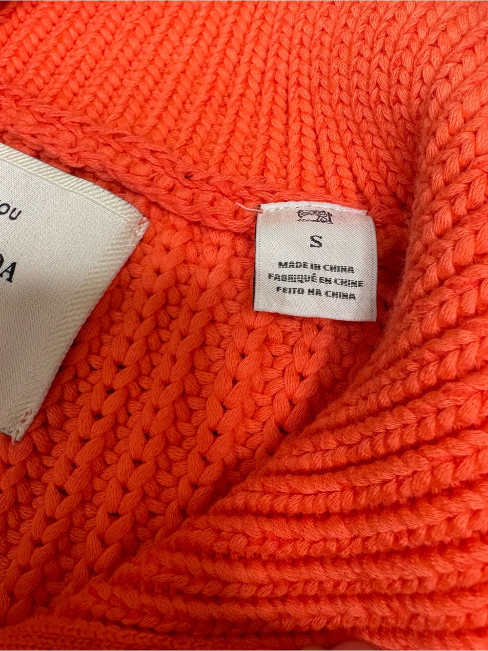 Scotch & Soda Coral Orange Quarter-Zip Knit Pullover Size S - Picture 3 of 9